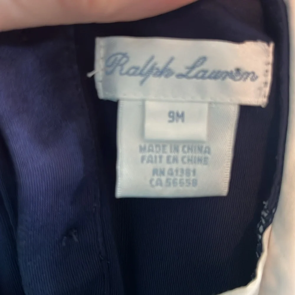 Vintage Ralph Lauren One Piece Nautical Onesie Bow Tie Embroidered RL Logo 9 mos